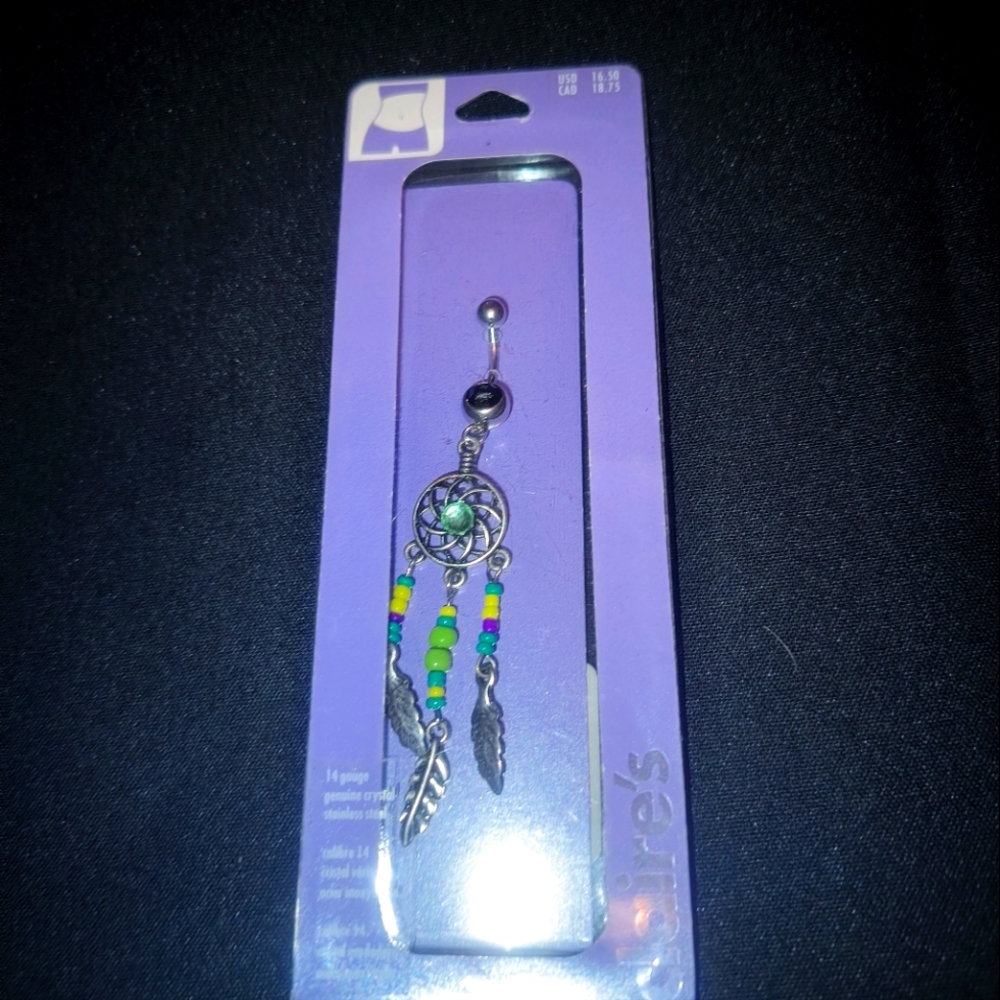 Silver Dream Catcher belly button ring